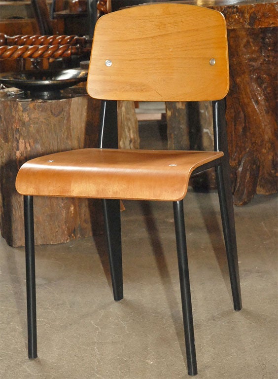 Jean Prouve Original Standard Black Painted Chair