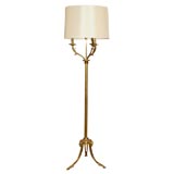 Brass and Bronze Three Light Floor Lamp