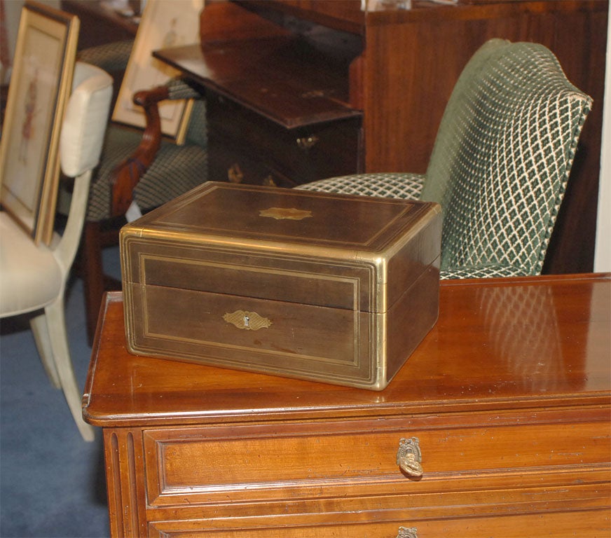 Napoleon III Brass and Inlaid Jewel Casket