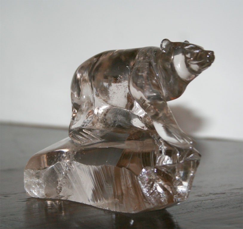 Carved rock crystal bear from England.