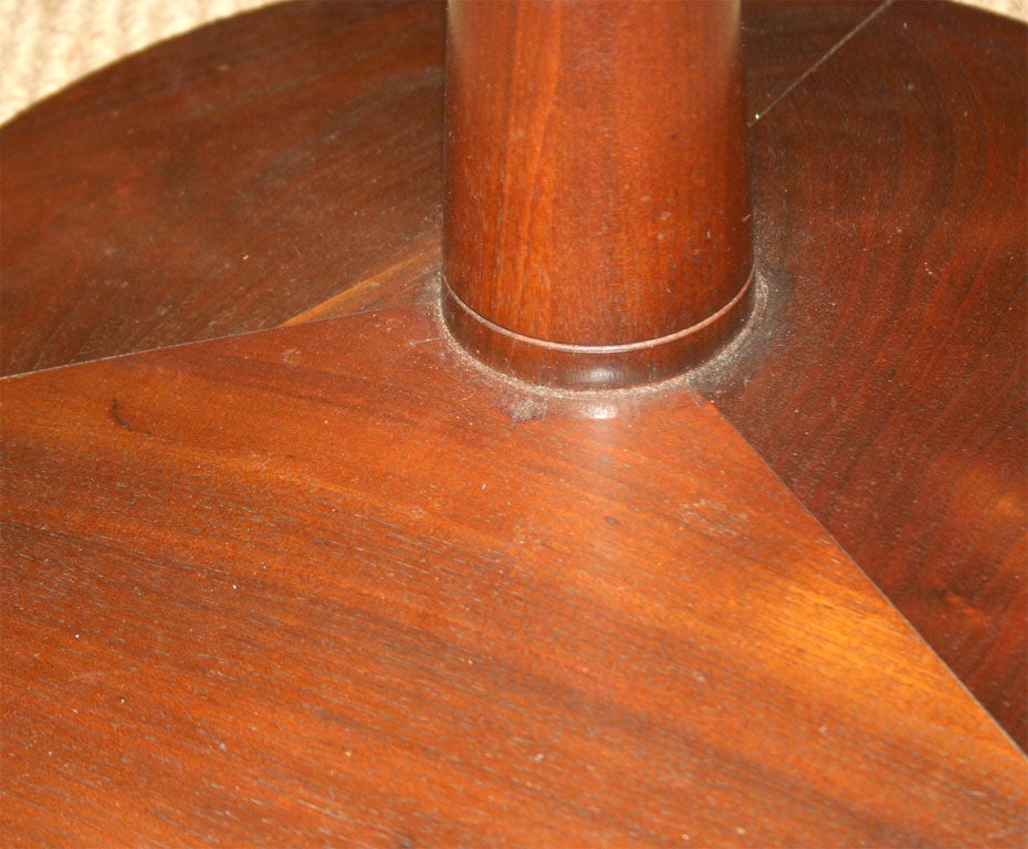 American Pedestal Base Walnut Occasional Table by Drexel