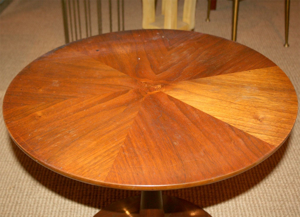 Mid-20th Century Pedestal Base Walnut Occasional Table by Drexel