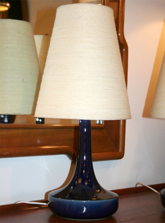 Pair of Cobalt Blue Ceramic Table Lamps by Lotte