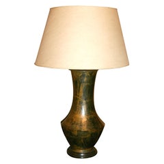 American Bronze Patchwork Patinated Amphora Table Lamp after James Mont