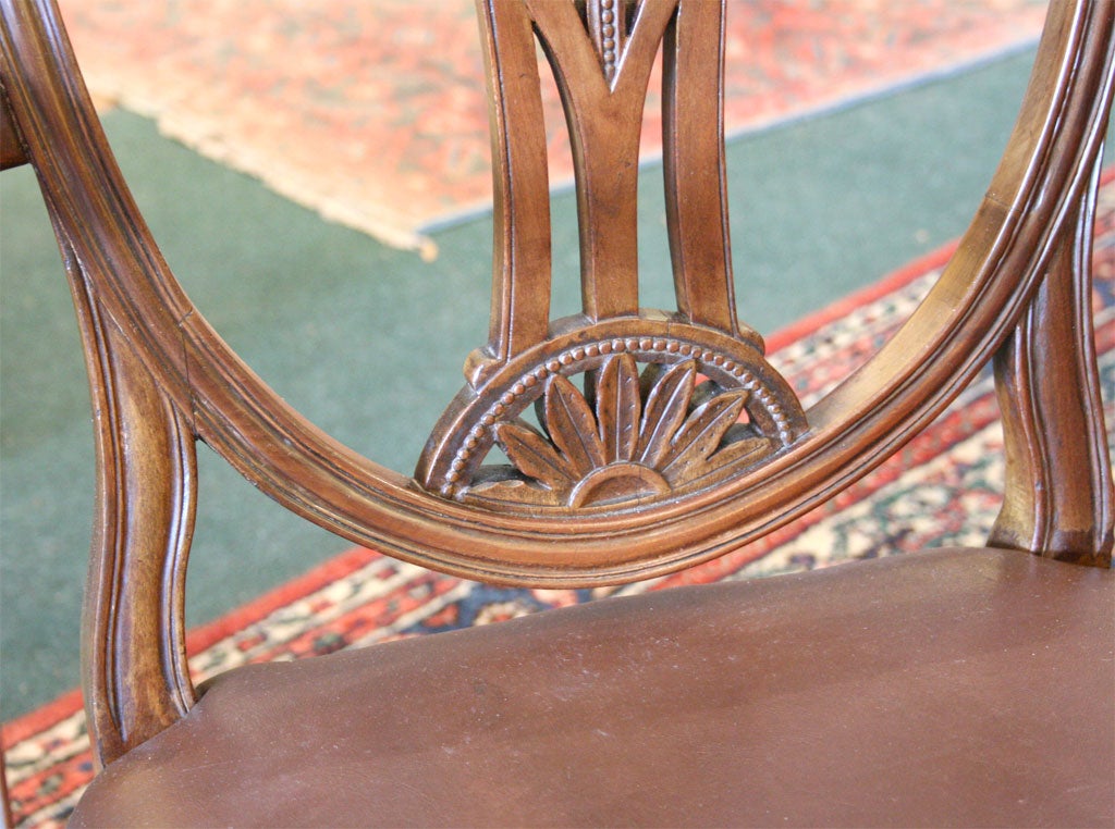 Hand-Carved Set of Eight Hepplewhite Style Chairs