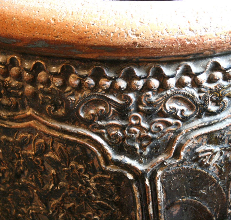 Chinese Large Floral Relief Urn