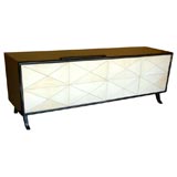 Large Buffet in Lacquered Ebony Finish with Parchment Doors