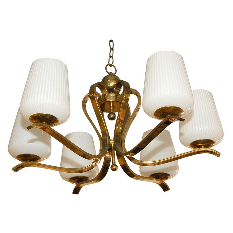 German 1940's Brass Chandelier at 1stDibs
