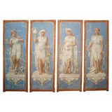 Set of Four 19th Century French Wallpaper Panels