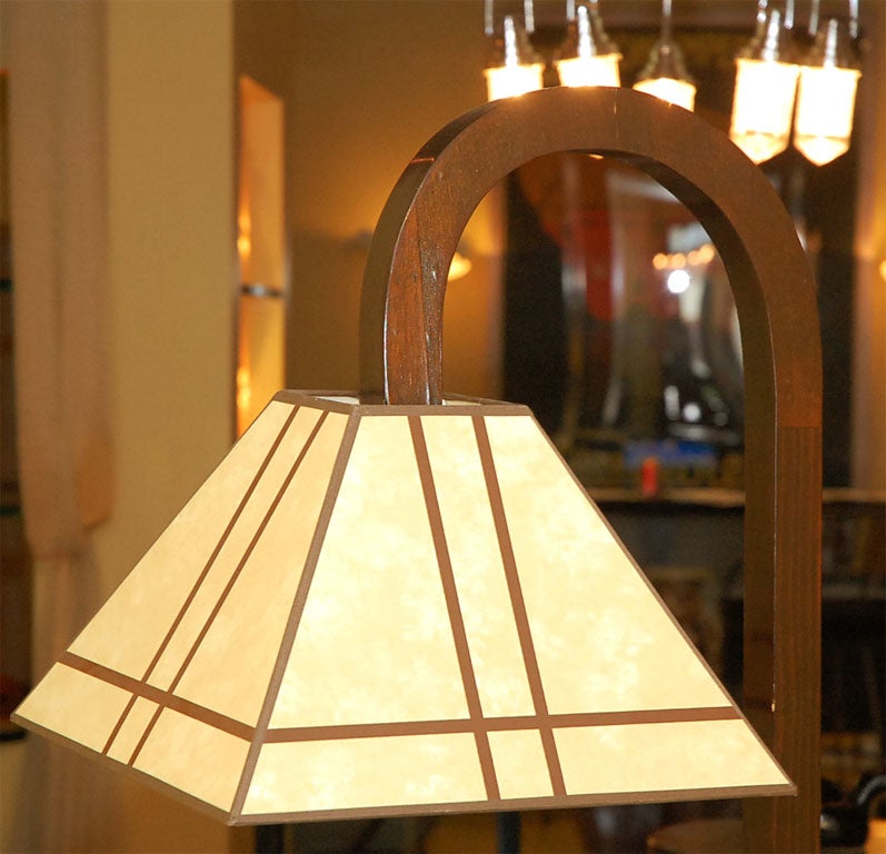 Hungarian Walnut Art Deco floor lamp with table