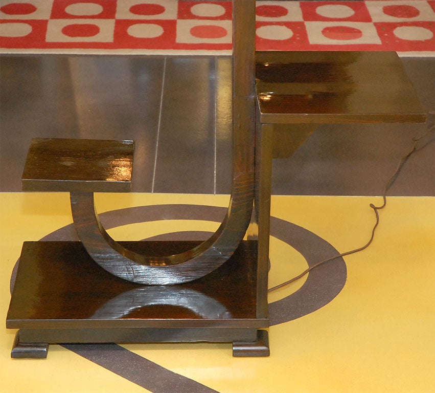 Mid-20th Century Walnut Art Deco floor lamp with table
