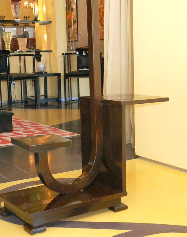 Walnut Art Deco floor lamp with table 1
