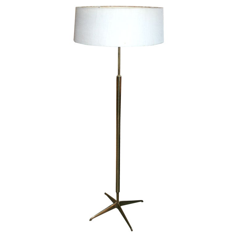 1960
s Solid Brass 4 Star Base Lightolier Floor Lamp