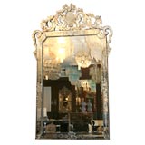 French  Venetian Style Mirror with Etched Flowers