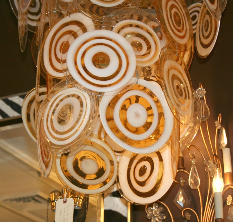 Giovanni Potenza White and Gold Disc Chandelier