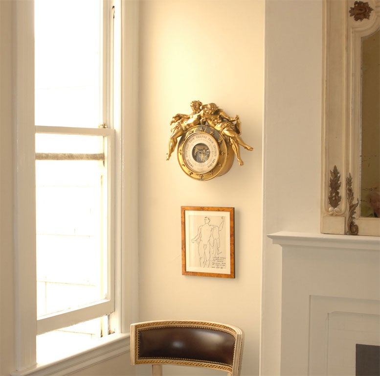 GILT METAL FIGURAL BAROMETER BY E. LINNIE