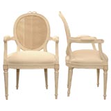 Pair of White Painted Fauteuils