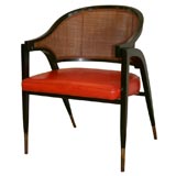 Three Dunbar Cane Backed Upholstered Chairs.