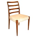 Set of Six Dark Stained Teak Ladder Back Dining Chairs