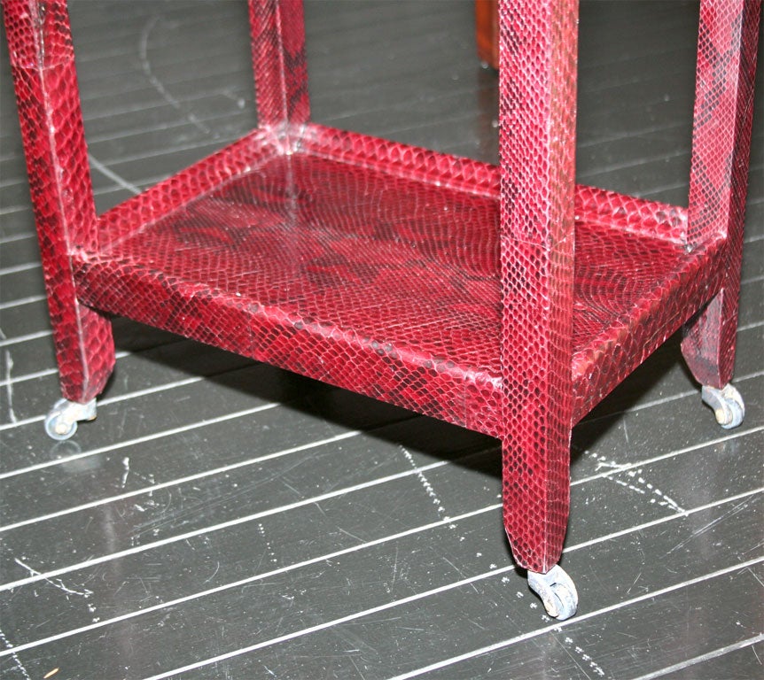 "Telephone Table" covered in Burgundy Python by Karl Springer