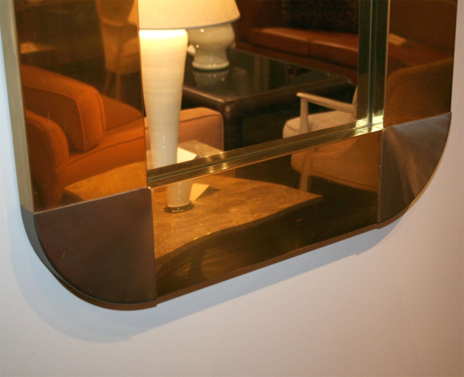 Mirror with Frame in Brass and Chrome by Curtis Jere