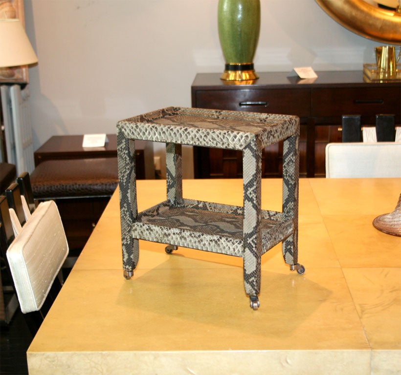 "Telephone Table" covered in Gray Python by Karl Springer