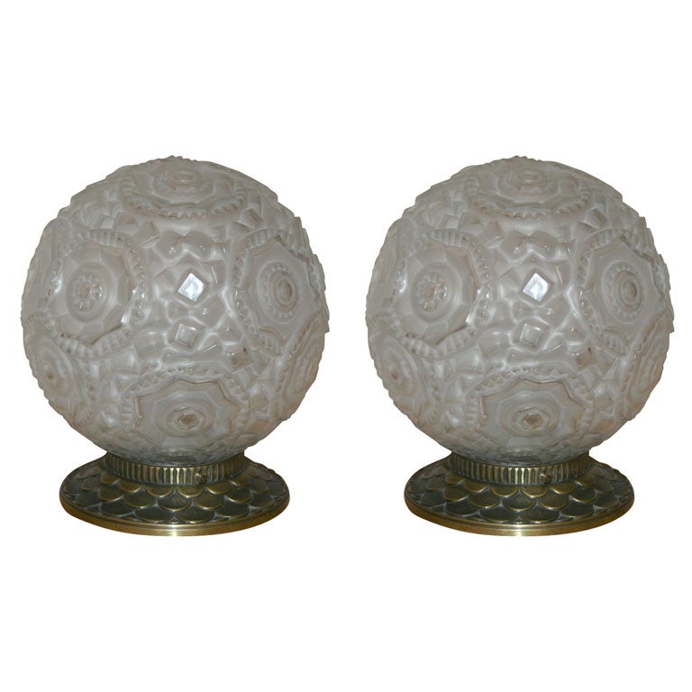 Pair of  Art Deco Globe Table Lamps