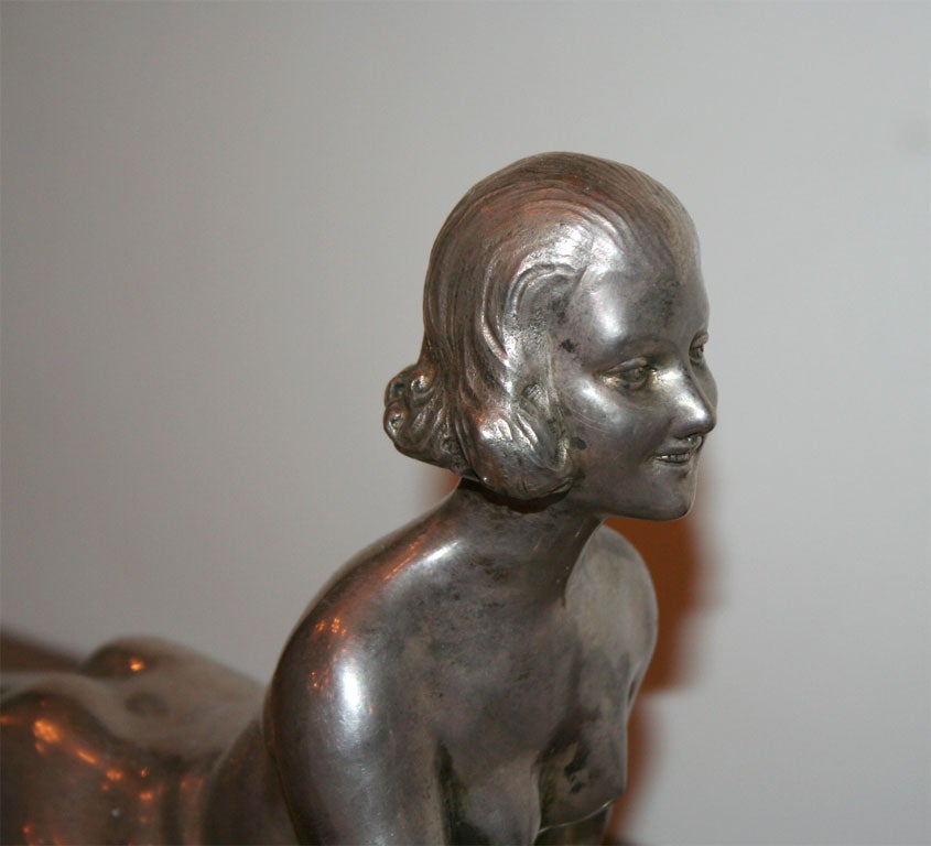 French Art Deco Bronze Sculpture by Joseph d'Aste For Sale