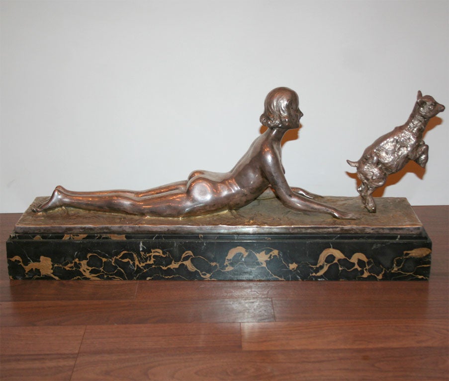 Early 20th Century Art Deco Bronze Sculpture by Joseph d'Aste For Sale