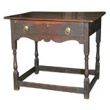 Early 18th c English Oak Stretcher Base Side Table