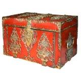 17th Gilt Brass Mounted Vermilion Laquered Chest