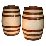 Brown and White Saltglazed Earthenware Barrels