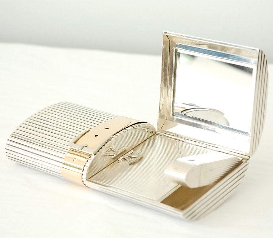 Italian A Sterling Silver and 18K Gold Evening Clutch by Gucci