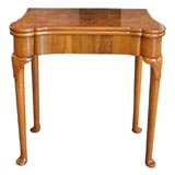 Antique English walnut rounded corner game table.