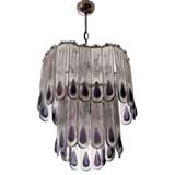 Venetian chandelier by Mazzega with clear and purple glass.