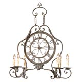 19th Century French Iron Clock Chandelier