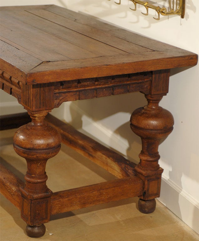 French 19th Century Fruitwood Side Table with Hand Carved Apron and Bulbous Legs For Sale 3