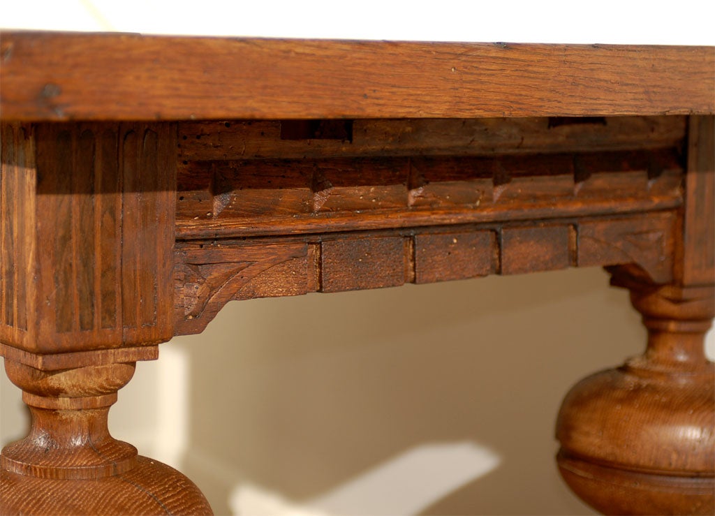 French 19th Century Fruitwood Side Table with Hand Carved Apron and Bulbous Legs For Sale 5