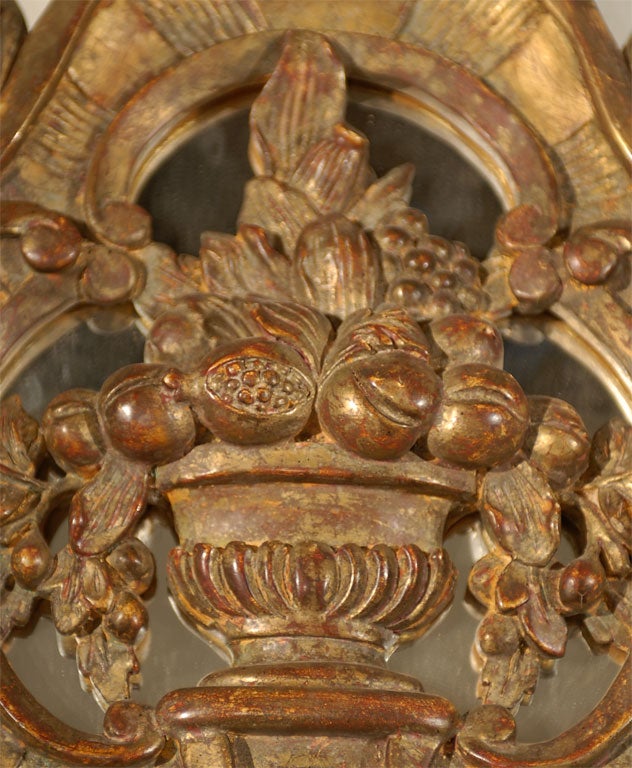 French Louis XV Trumeau Gold Giltwood Mirror 4