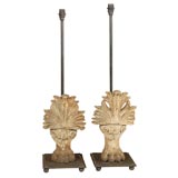 Pair cast iron lamps