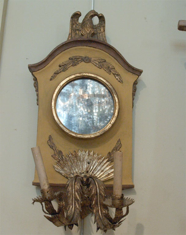 7233 PAIR OCHRE WOODEN SCONCES