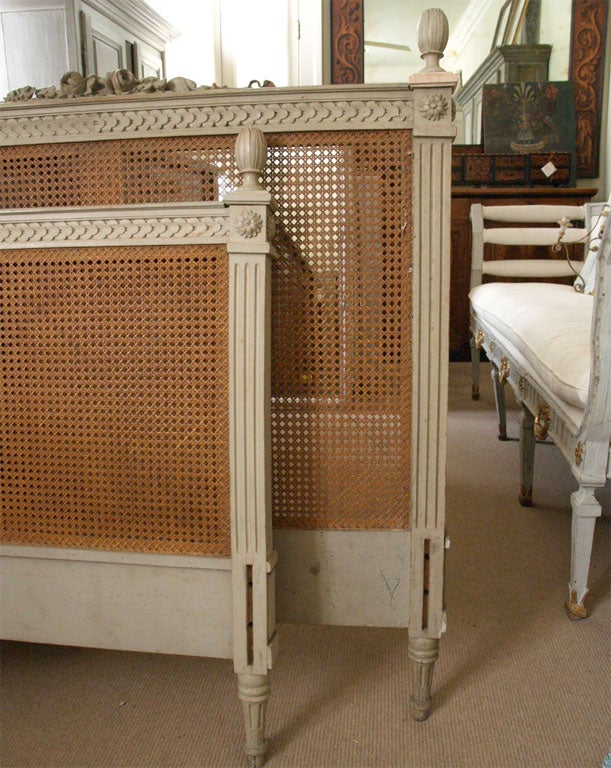 PAIR FRENCH CANED BEDS 1