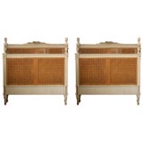 PAIR FRENCH CANED BEDS