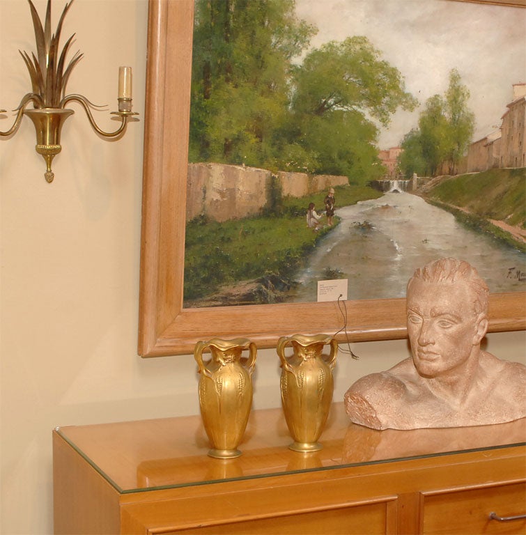 Art Nouveau bronze vases signed E. Lelievre and stamped