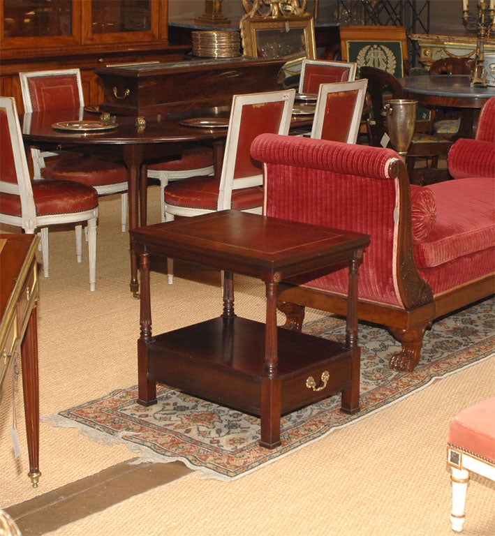 Louis XVI style mahogany and leather top pair of tables
