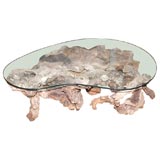 Old Driftwood Table with Glass Top