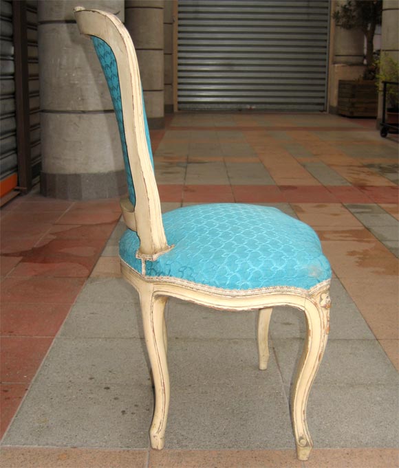 19th Century Two Louis XV Style Blue Chairs For Sale