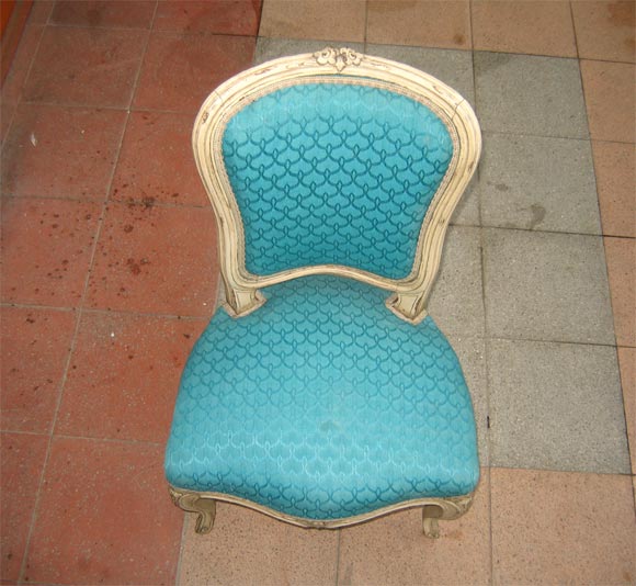 Two Louis XV Style Blue Chairs For Sale 1