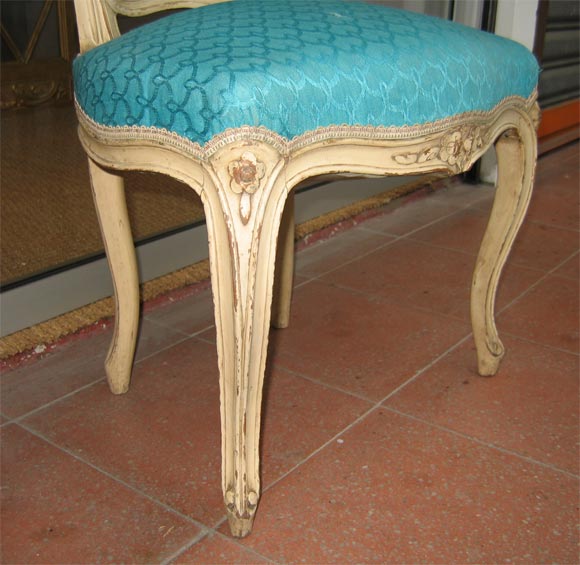 Two Louis XV Style Blue Chairs For Sale 2