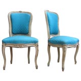 Two Louis XV Style Blue Chairs